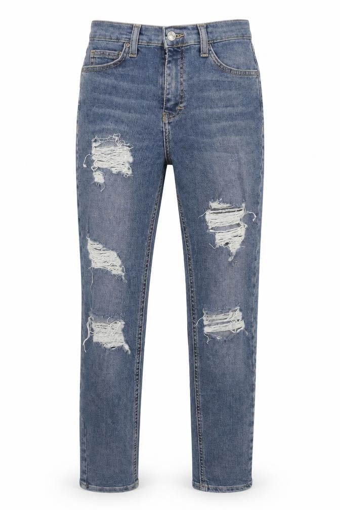 Topshop Womens Blue Cotton Skinny Jeans Size 28 in Regular Zip