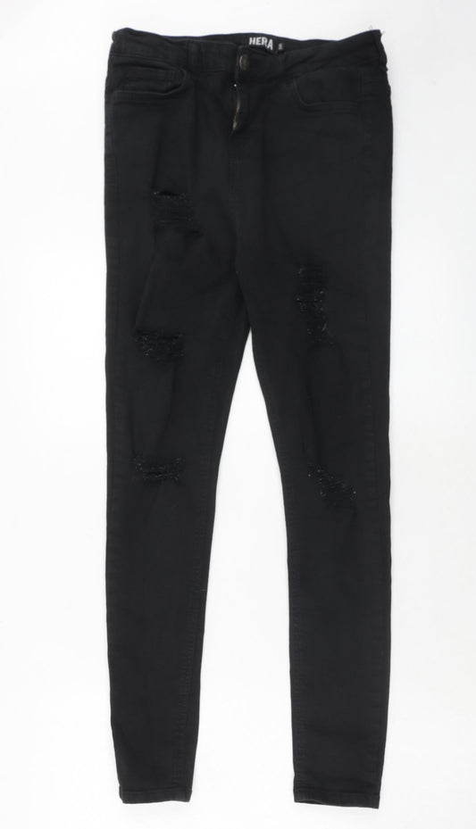 Hera Mens Black Cotton Skinny Jeans Size 30 in Regular Zip