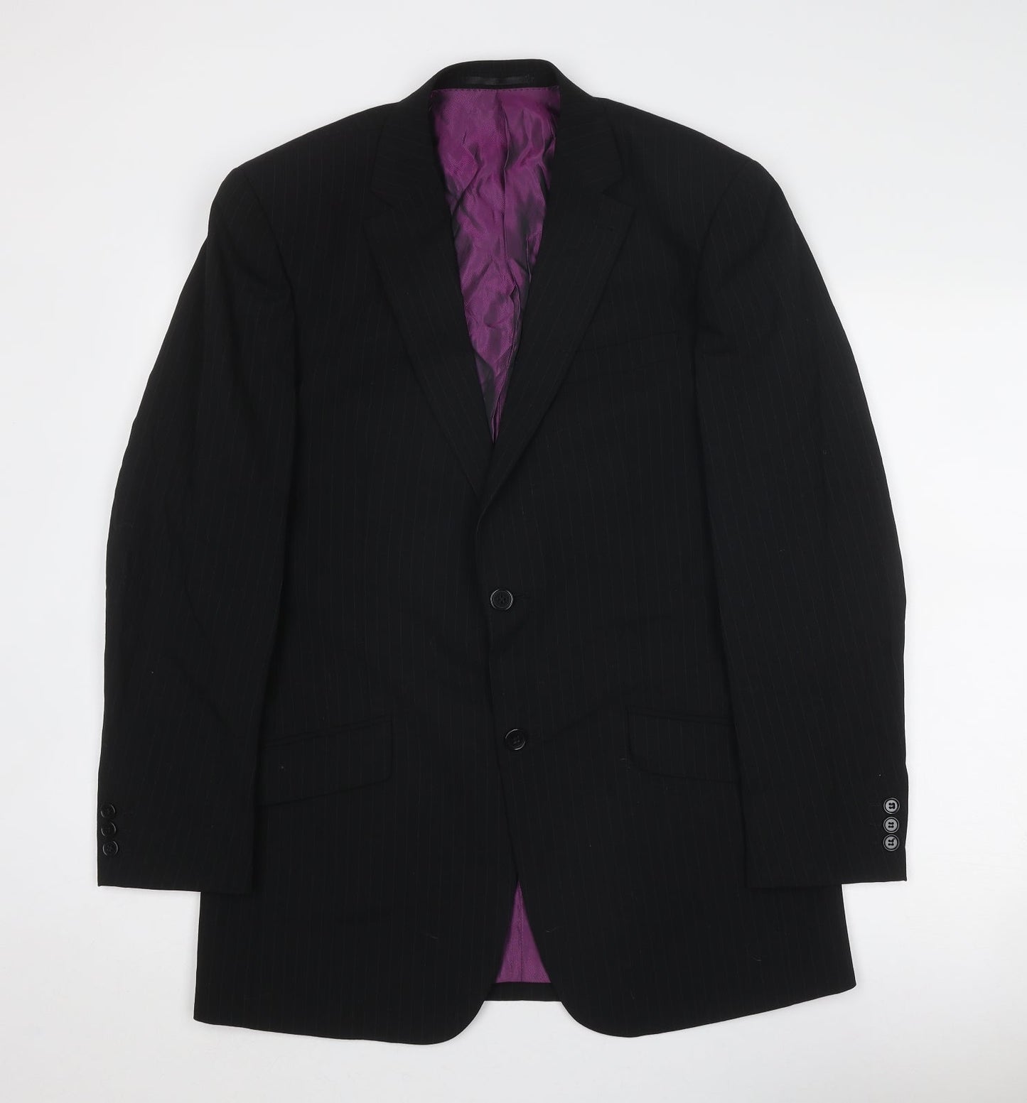 Skopes Mens Black Striped Wool Jacket Suit Jacket Size 38 Regular