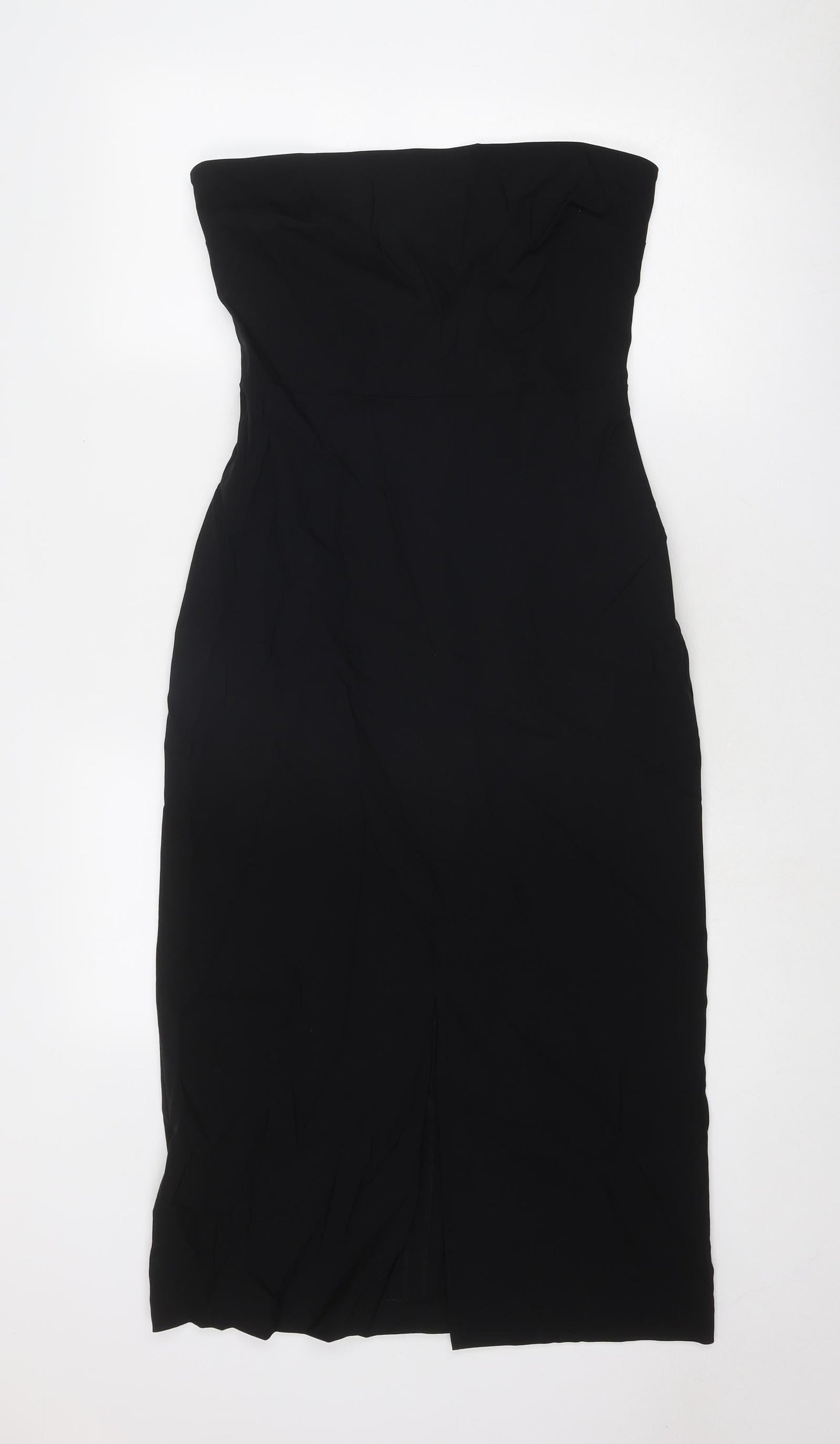 Marks and Spencer Womens Black Viscose Bodycon Size 12 Off the Shoulder Zip