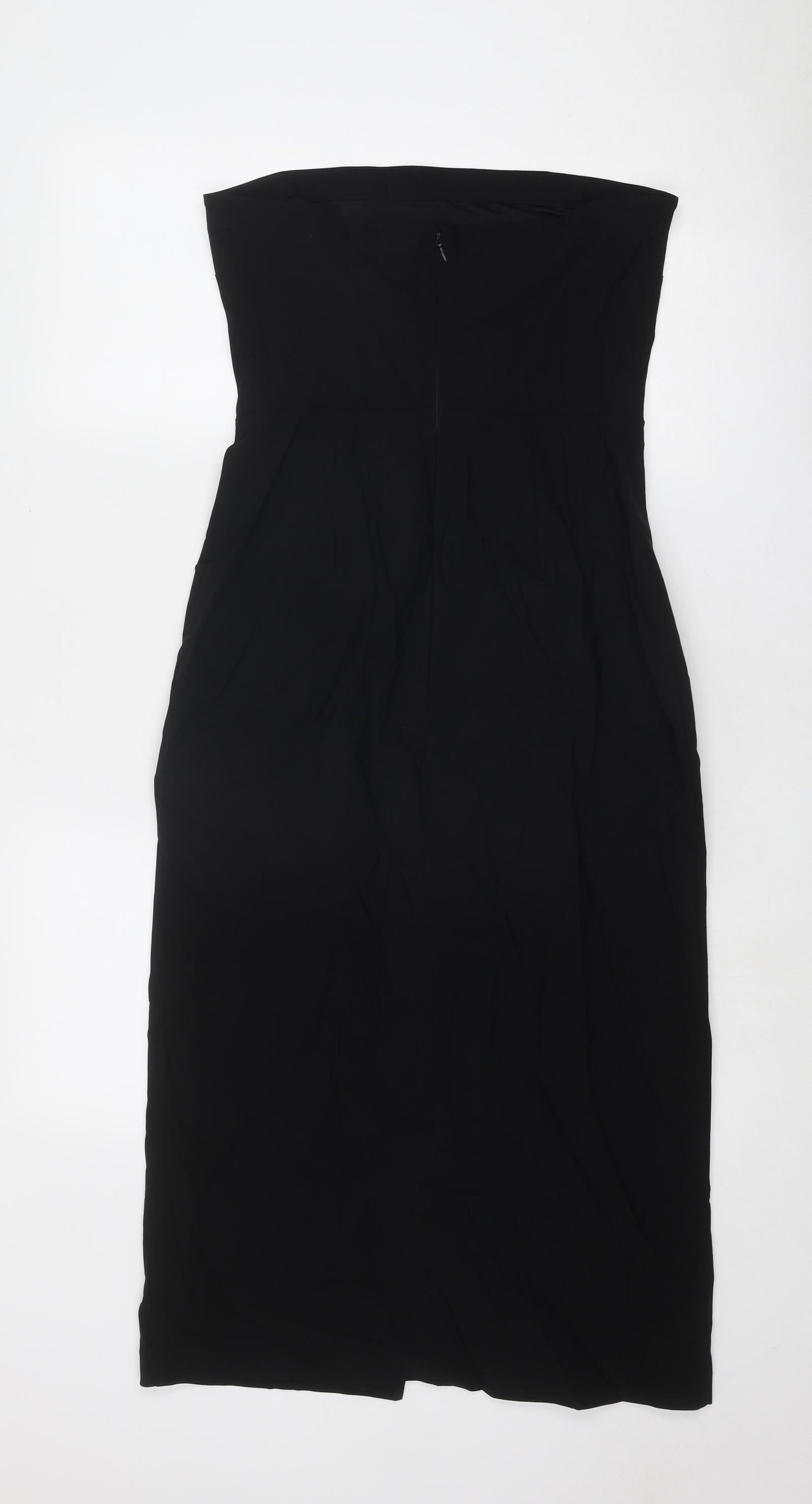 Marks and Spencer Womens Black Viscose Bodycon Size 12 Off the Shoulder Zip