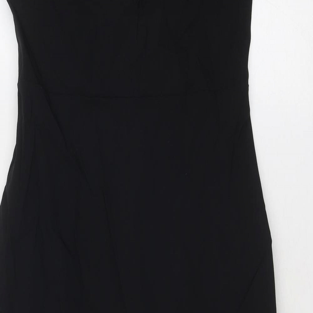 Marks and Spencer Womens Black Viscose Bodycon Size 12 Off the Shoulder Zip