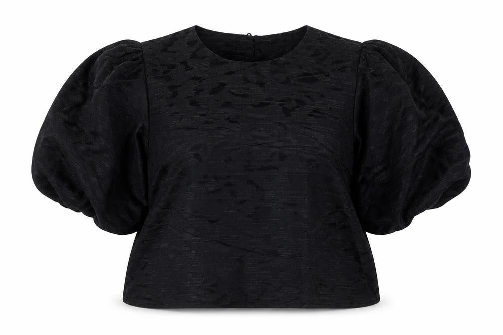 Marks and Spencer Womens Black Geometric Polyester Cropped Blouse Size 22 Round Neck