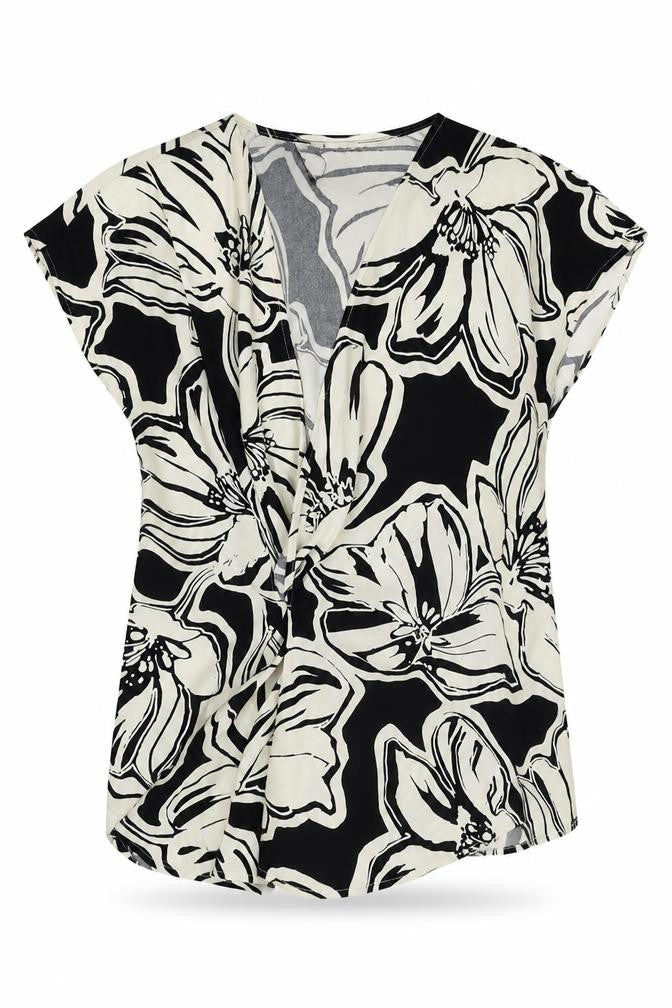 Marks and Spencer Womens Black Floral Polyester Wrap Blouse Size 10 V-Neck