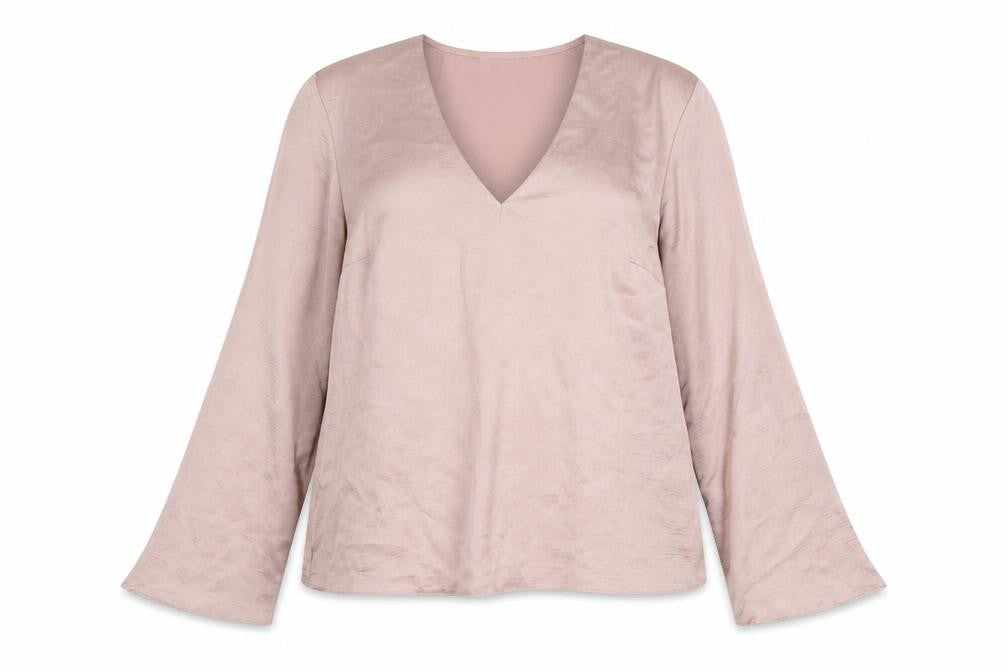 Everyday Womens Pink Polyester Basic Blouse Size 10 V-Neck