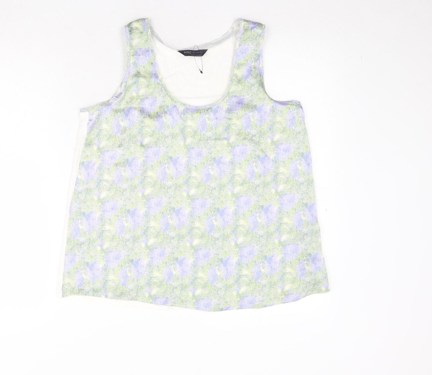 Marks and Spencer Womens Multicoloured Geometric Polyester Basic Tank Size 8 Scoop Neck