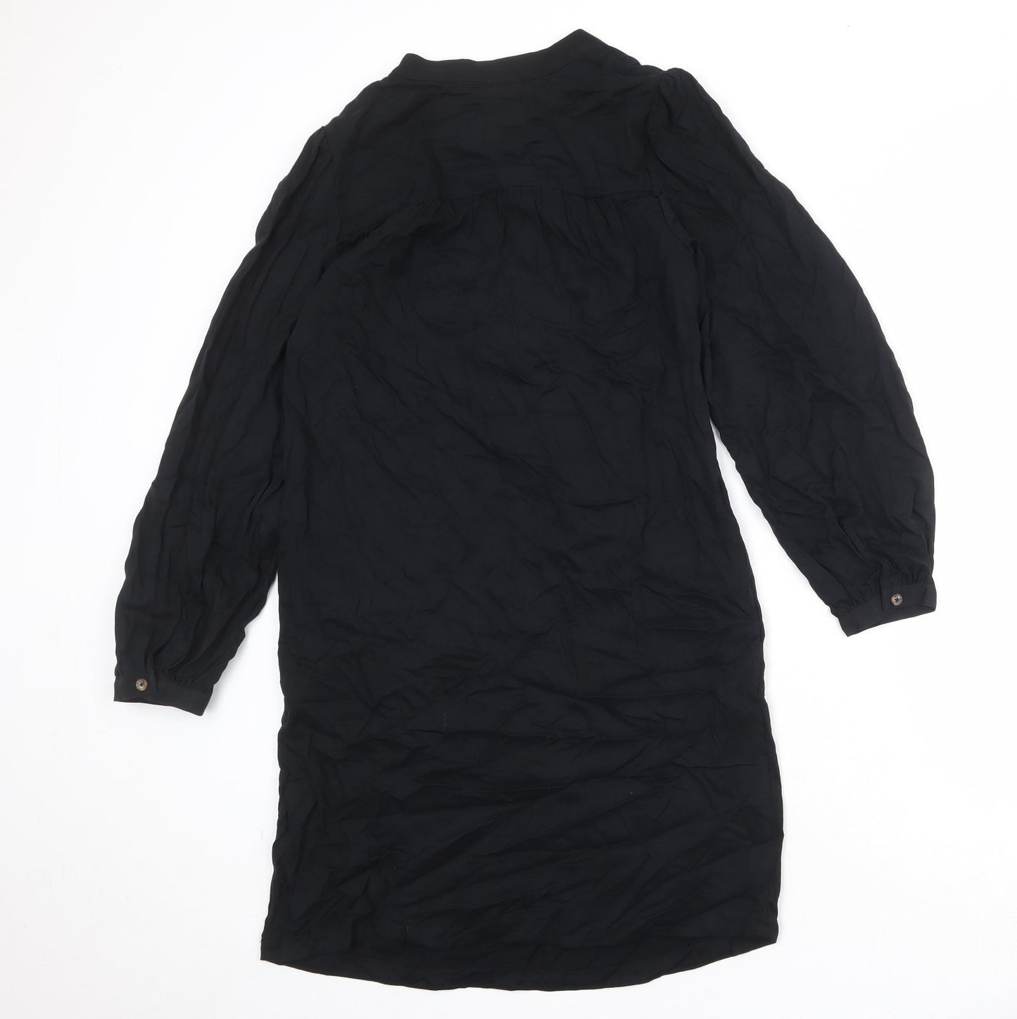Marks and Spencer Womens Black Viscose A-Line Size 8 V-Neck Button