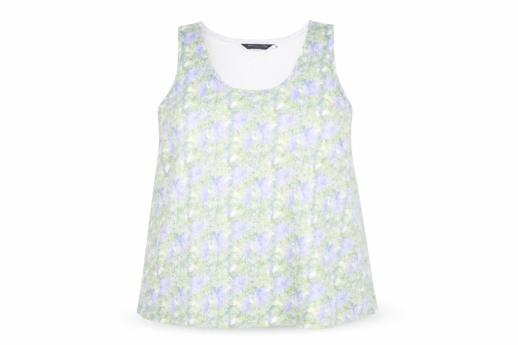 Marks and Spencer Womens Multicoloured Geometric Polyester Basic Tank Size 18 Scoop Neck