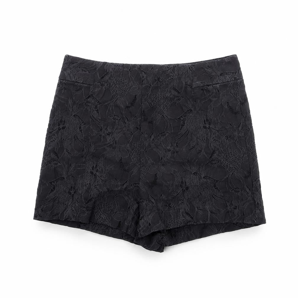Kimchi Blue Womens Black Floral Cotton Basic Shorts Size M Regular Zip