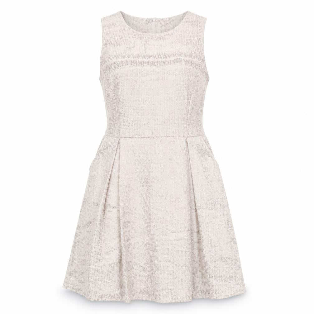 Dorothy Perkins Womens Beige Polyester Skater Dress Size 14 Round Neck Zip