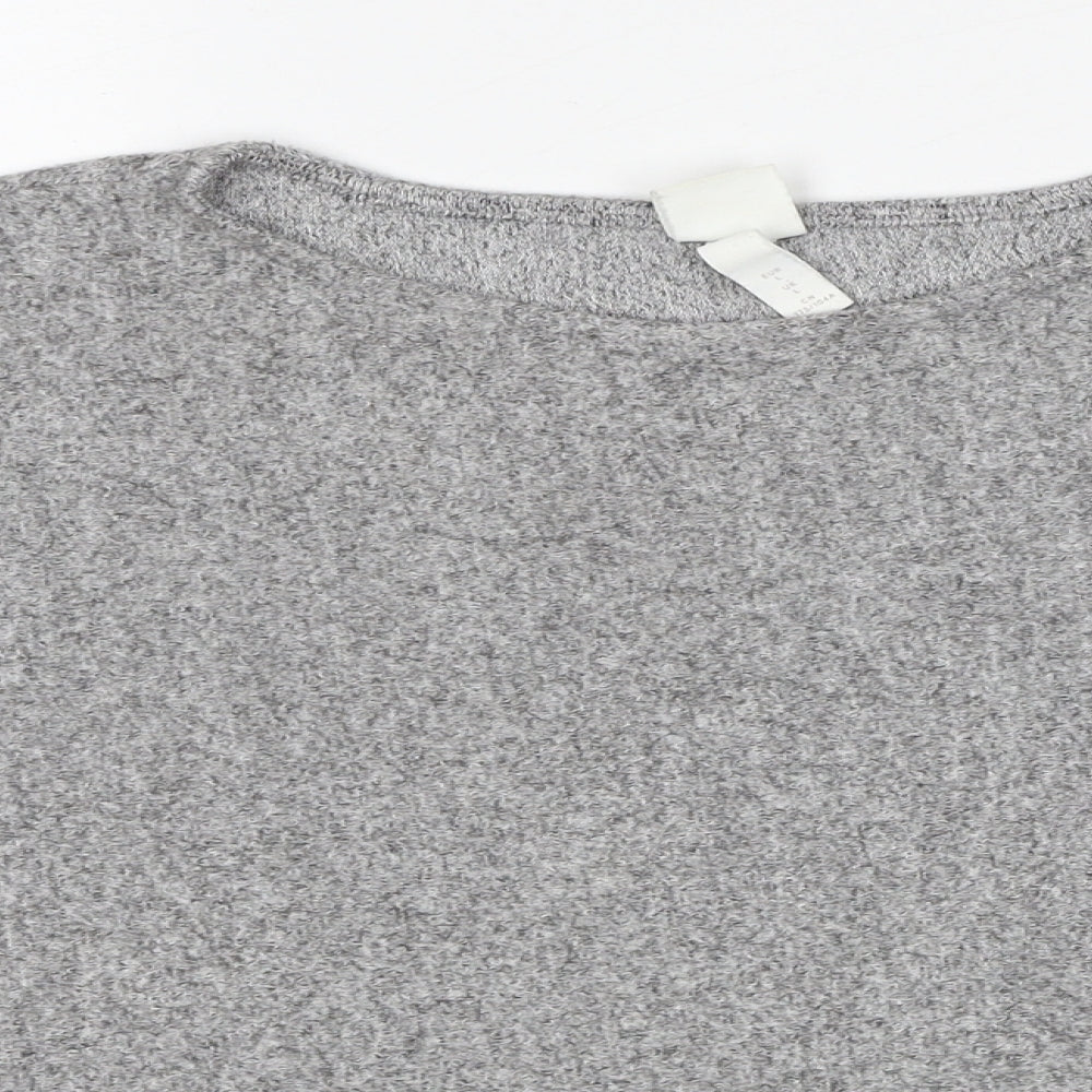 H&M Womens Grey Round Neck Viscose Pullover Jumper Size L
