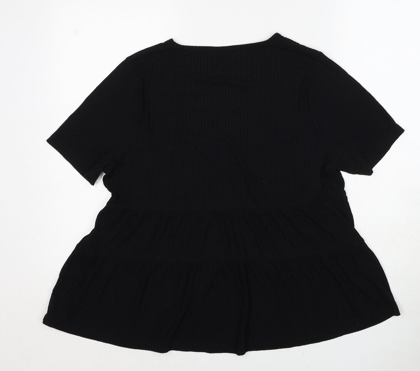 ASOS Womens Black Viscose Basic T-Shirt Size 8 V-Neck - Ribbed