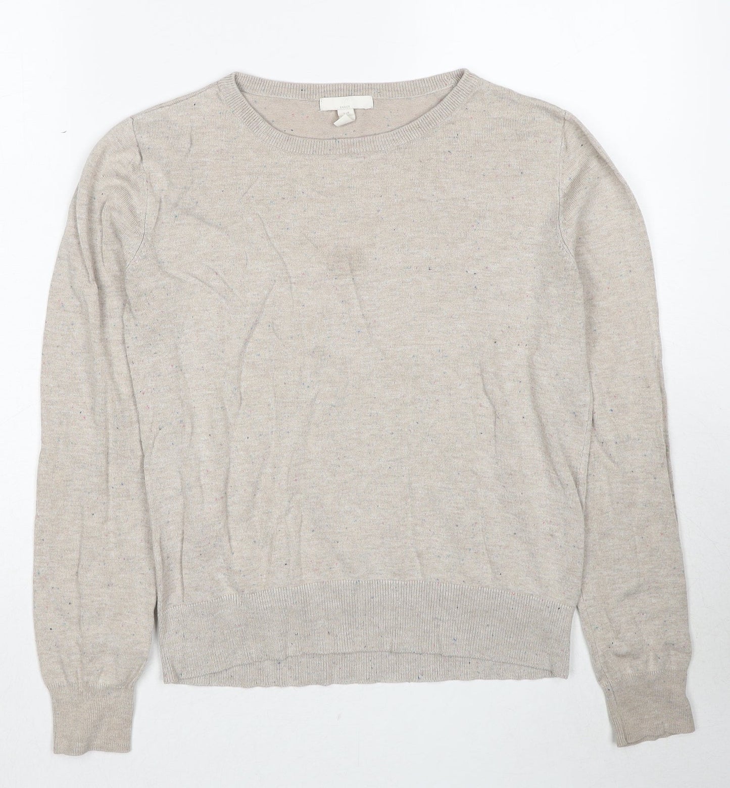 H&M Womens Beige Round Neck Viscose Pullover Jumper Size S