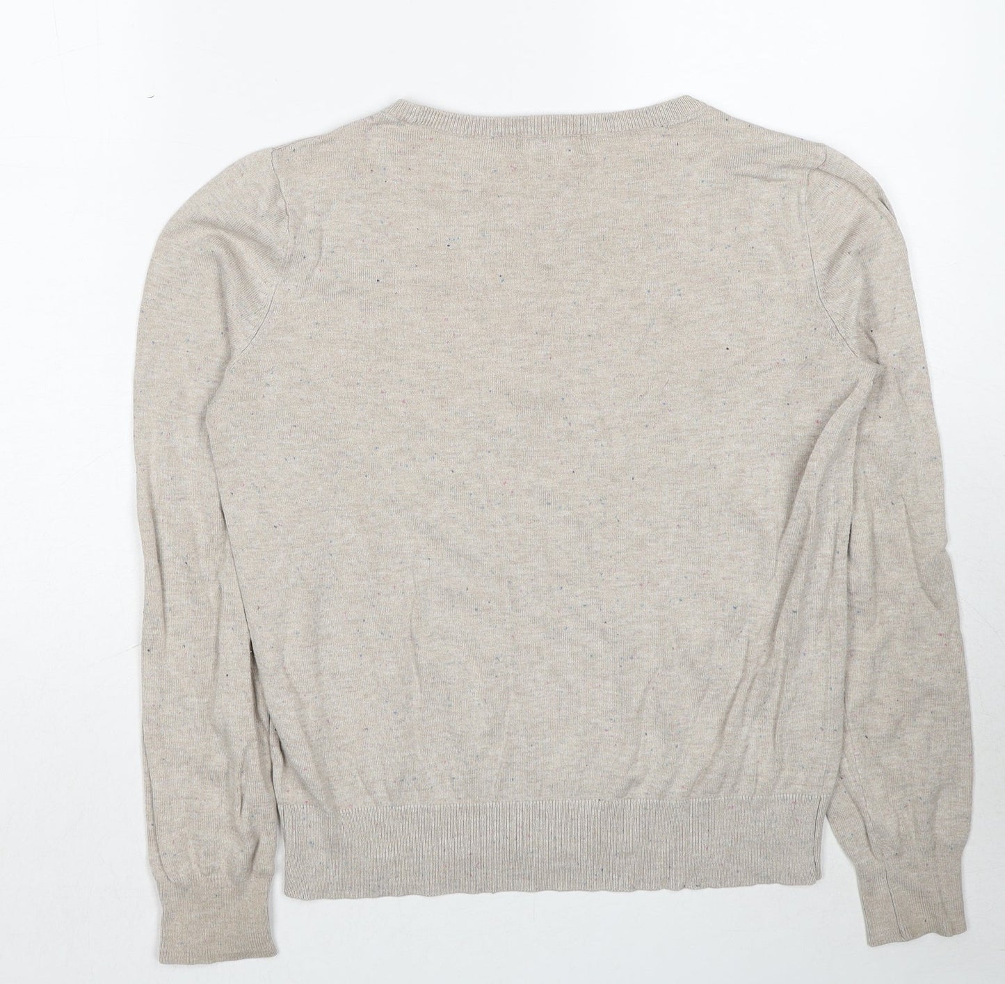 H&M Womens Beige Round Neck Viscose Pullover Jumper Size S