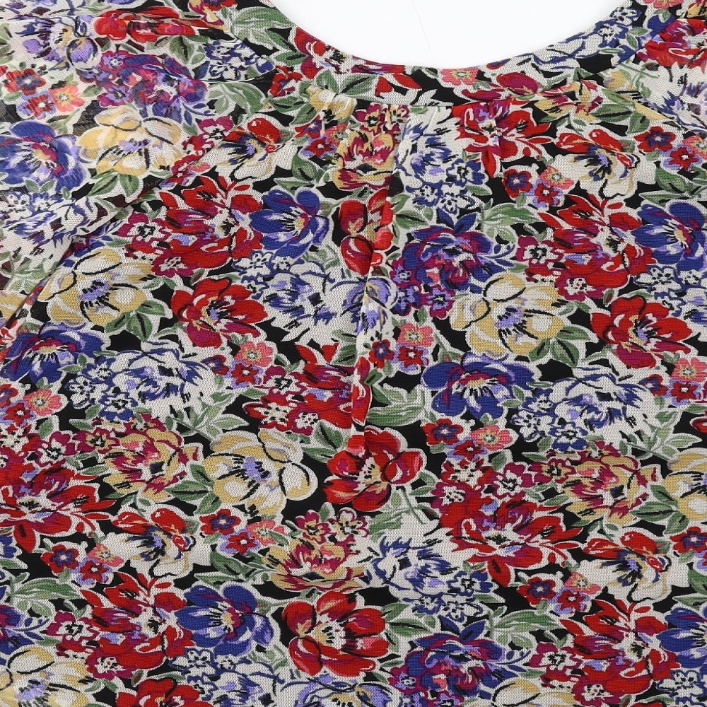 Dunnes Stores Womens Multicoloured Floral Polyester Basic Blouse Size 8 Round Neck