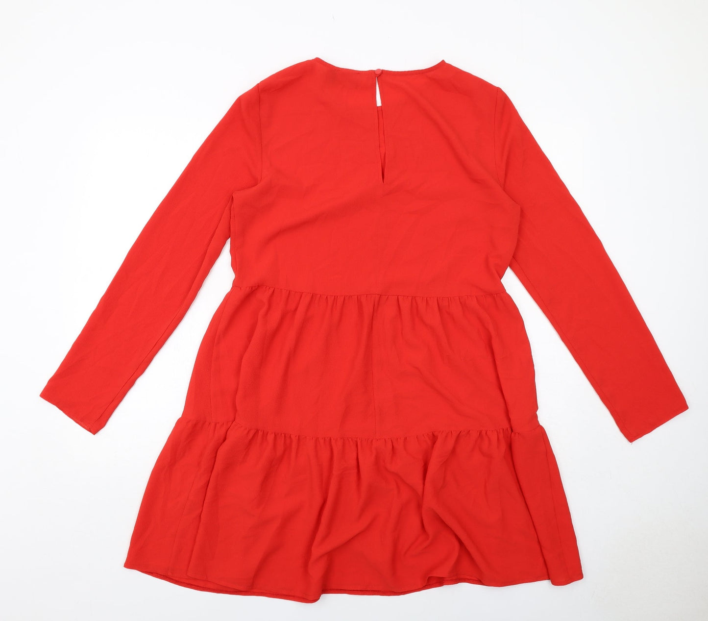 ASOS Womens Red Polyester A-Line Size 12 Round Neck Button