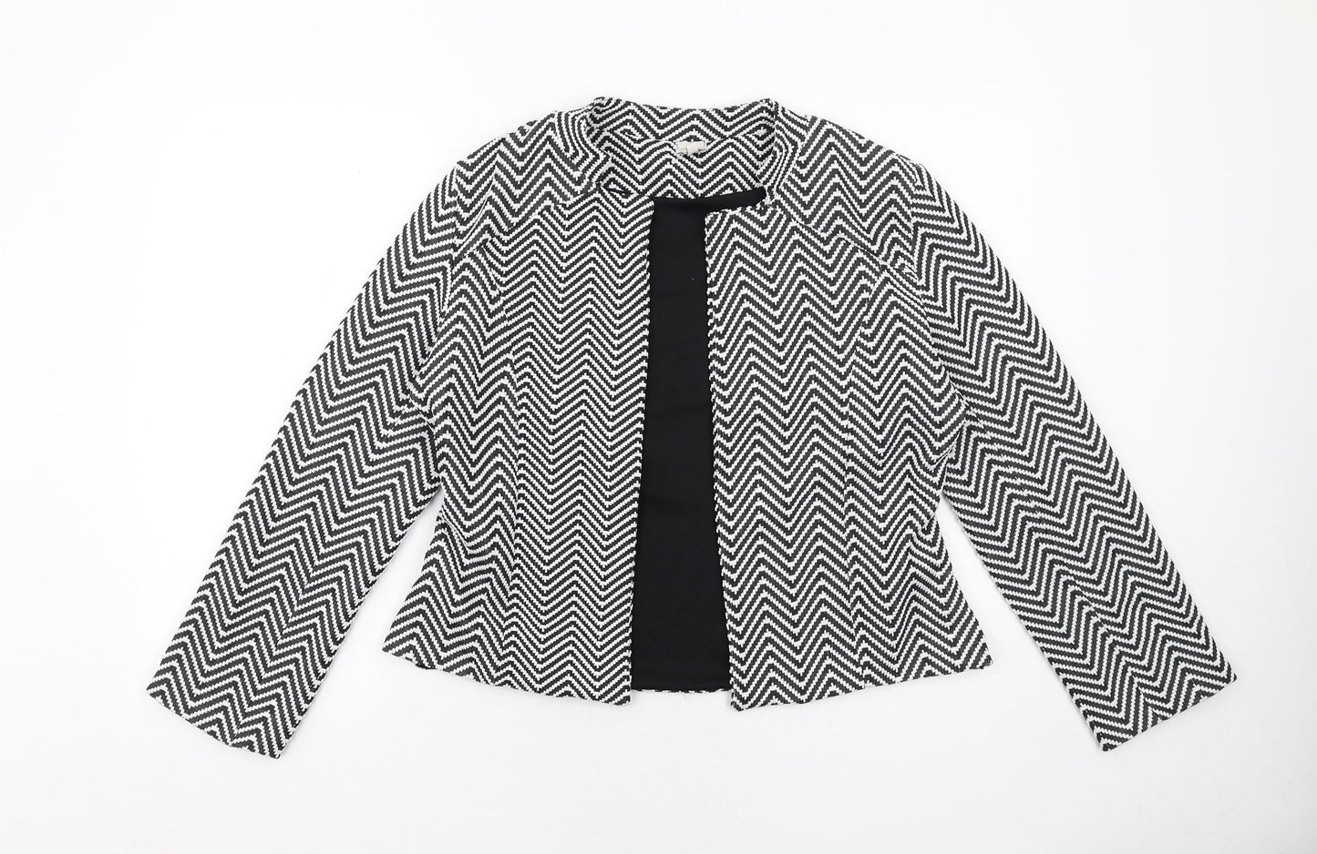 Just Joan Womens Black Geometric Jacket Size 12
