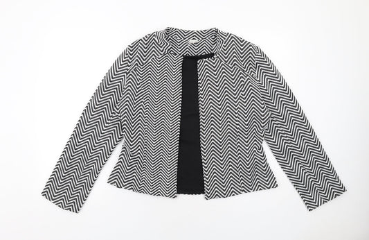 Just Joan Womens Black Geometric Jacket Size 12