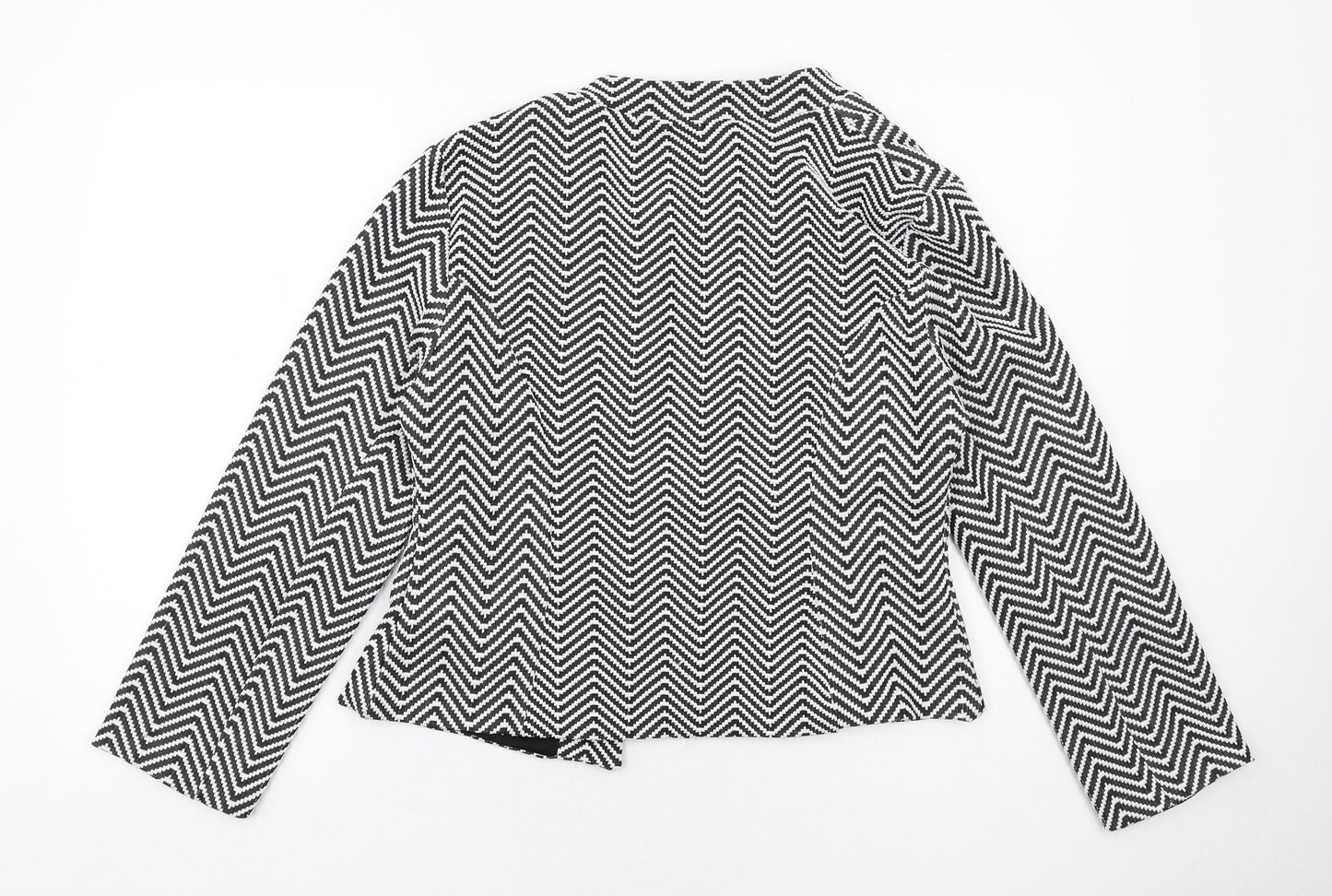 Just Joan Womens Black Geometric Jacket Size 12