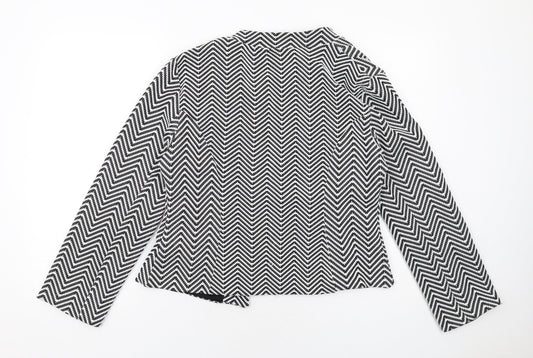 Just Joan Womens Black Geometric Jacket Size 12