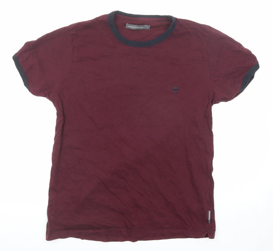 French Connection Womens Purple Polyester Basic T-Shirt Size M Round Neck