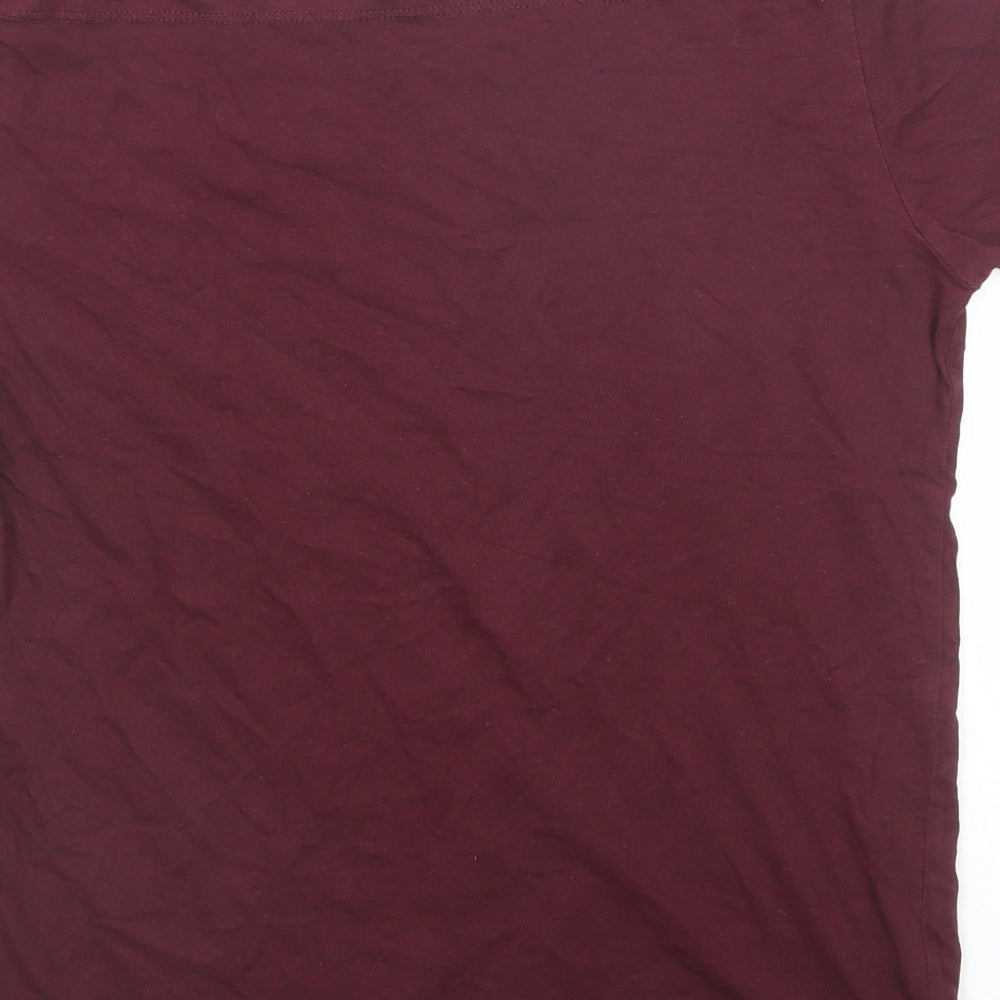 French Connection Womens Purple Polyester Basic T-Shirt Size M Round Neck