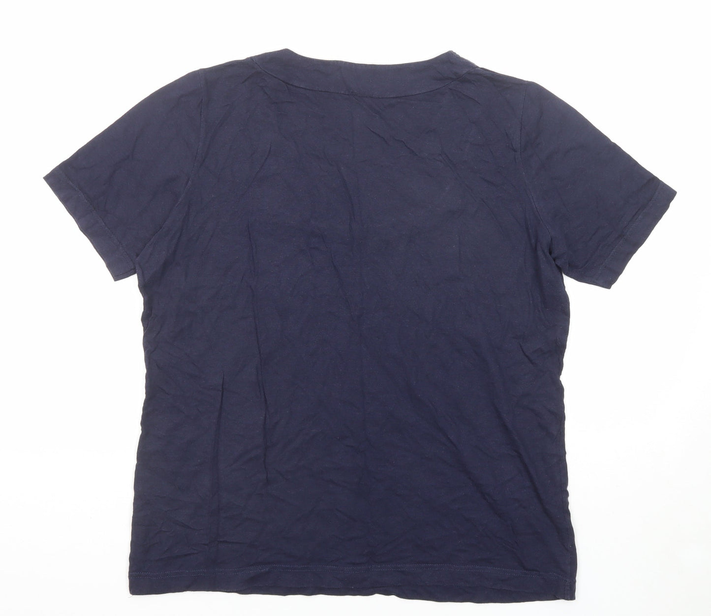 Pure Wear Womens Blue Cotton Basic Blouse Size 16 Round Neck