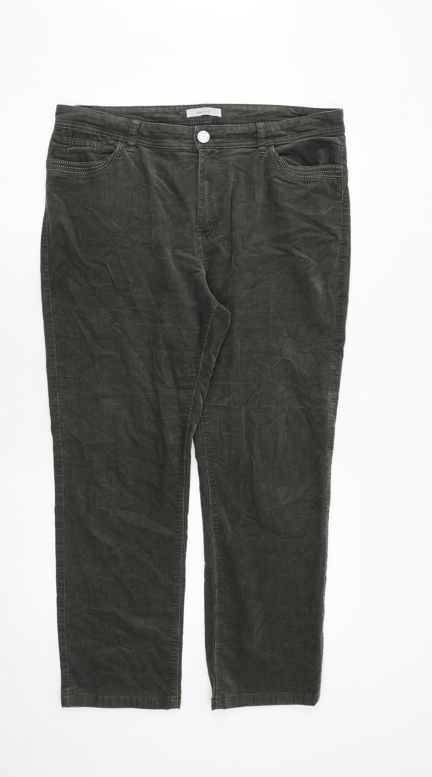 Per Una Womens Green Polyester Trousers Size 36 in Regular Zip
