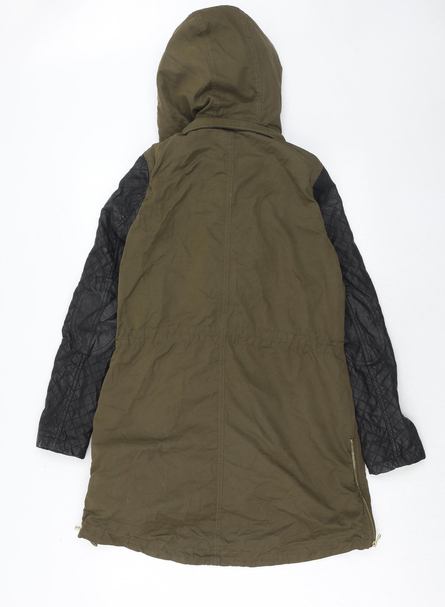 Zara Womens Green Parka Coat Size XS Zip