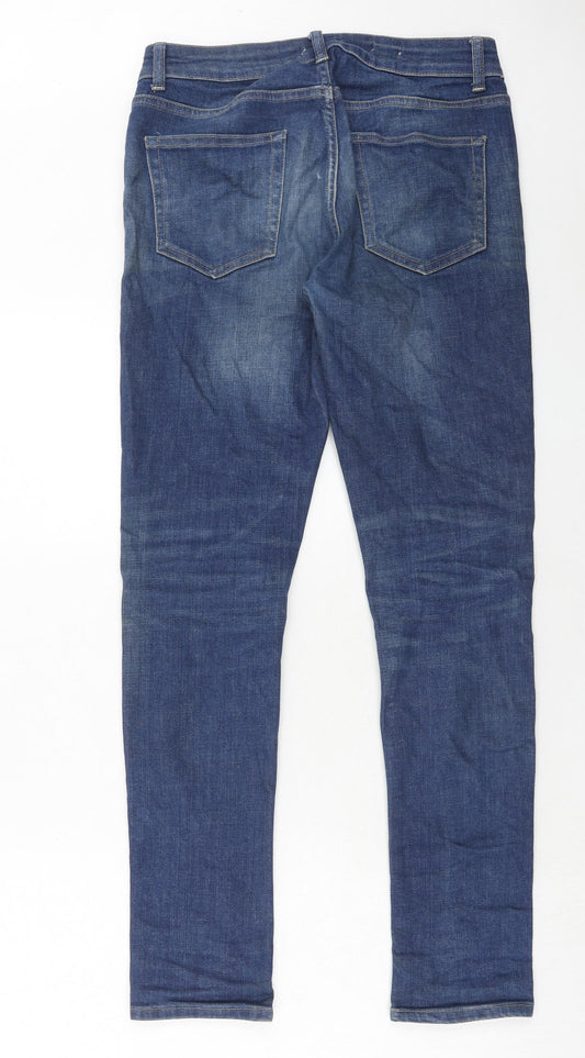 Topman Mens Blue Cotton Skinny Jeans Size 30 in Regular Button