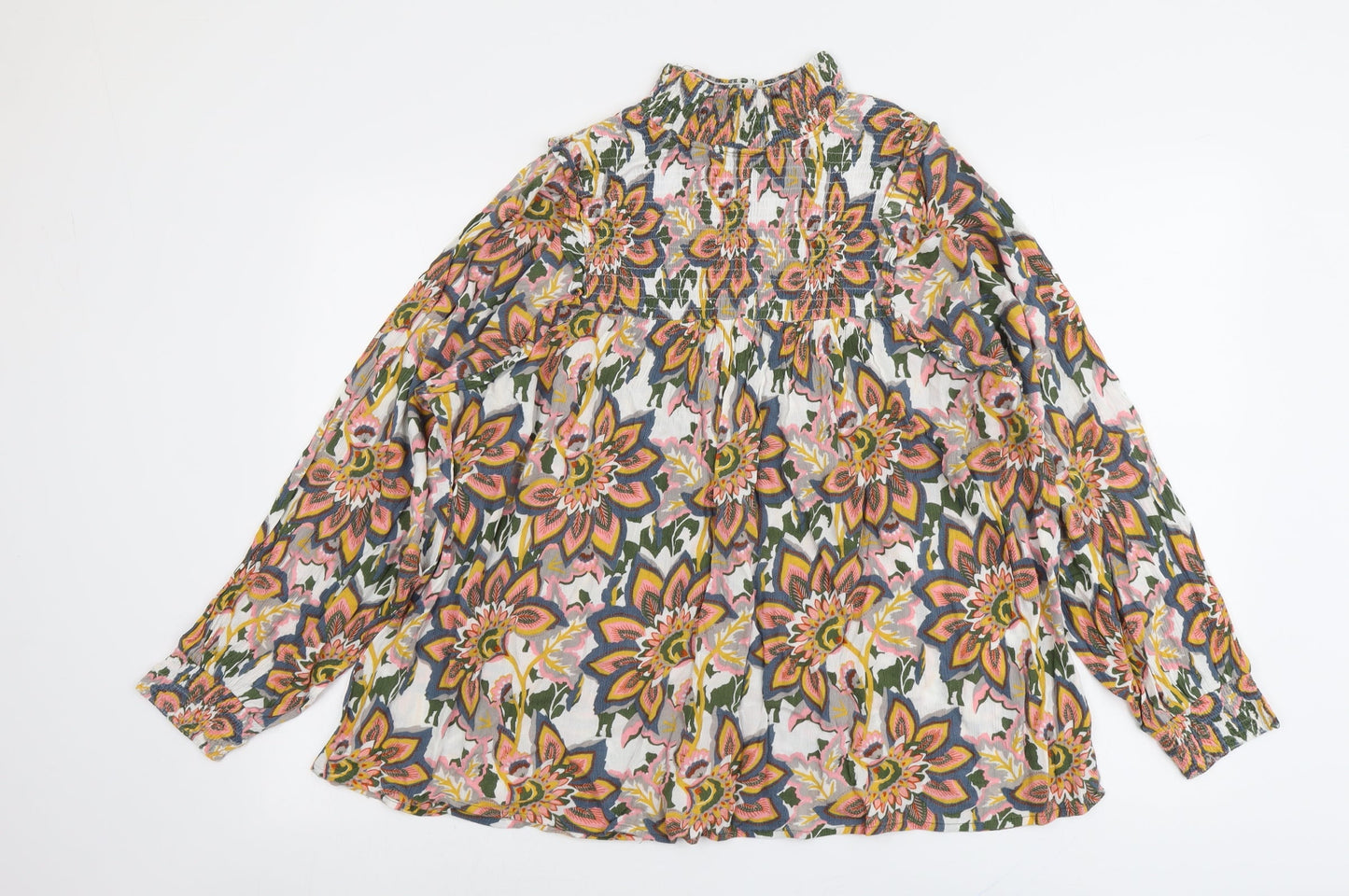 CERULEAN Womens Multicoloured Floral Viscose Basic Blouse Size 16 Mock Neck