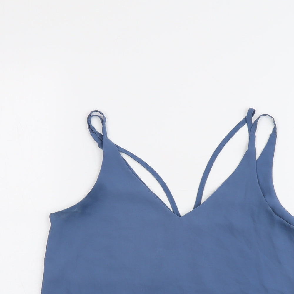 Topshop Womens Blue Polyester Camisole Tank Size 6 V-Neck