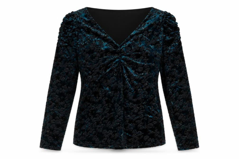 Monsoon Womens Blue Animal Print Polyester Basic Blouse Size M V-Neck - Leopard Pattern