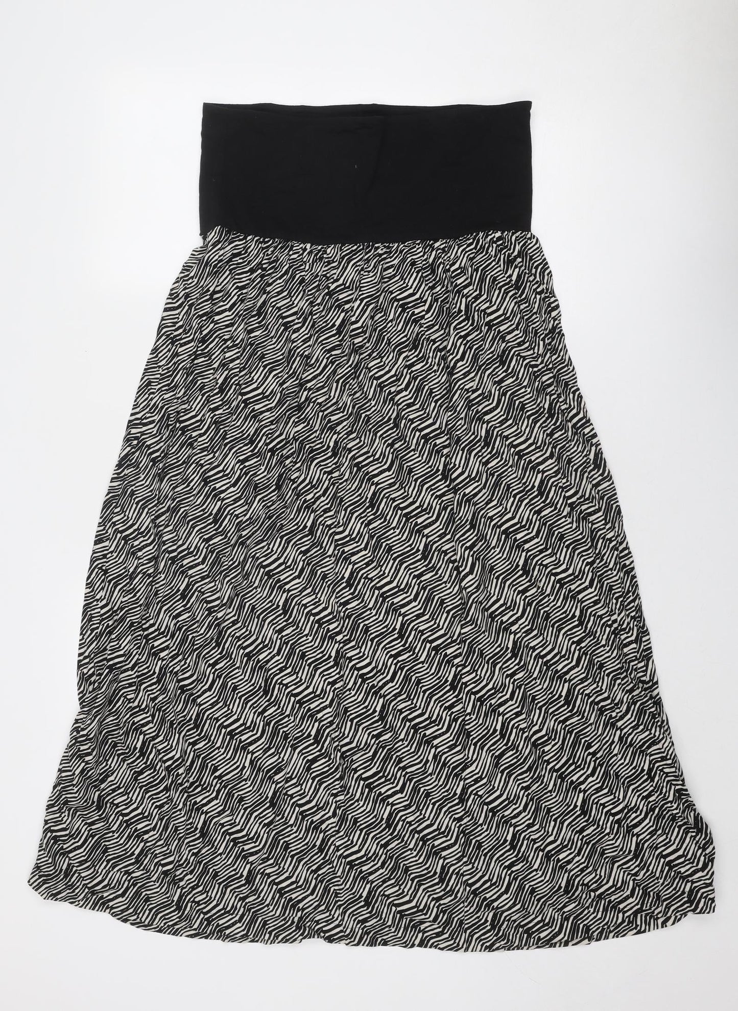 mamas & papas Womens Black Geometric Viscose Trapeze & Swing Size 6 Off the Shoulder Pullover