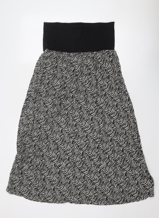 mamas & papas Womens Black Geometric Viscose Trapeze & Swing Size 6 Off the Shoulder Pullover