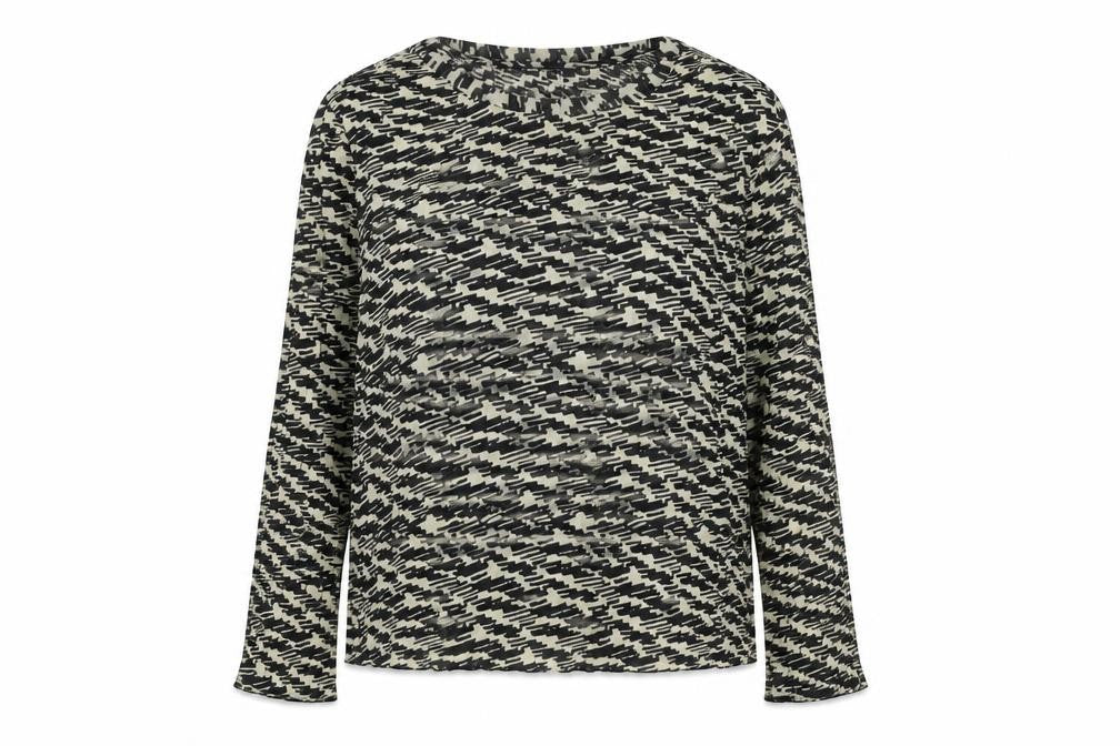 Marks and Spencer Womens Black Geometric Polyester Basic Blouse Size 10 Boat Neck