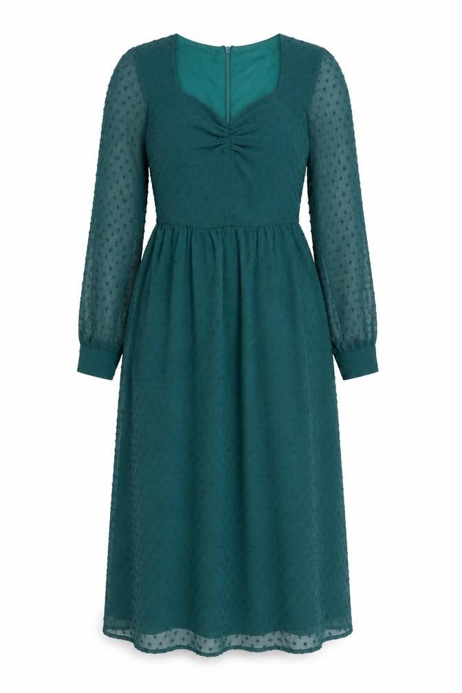Rihoas Womens Green Polka Dot Polyester Trapeze & Swing Size XS Sweetheart Zip
