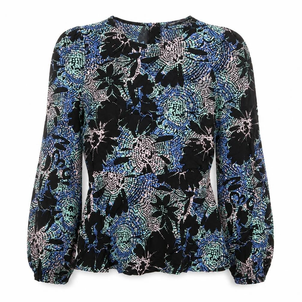 Marks and Spencer Womens Multicoloured Geometric Viscose Basic Blouse Size 6 Boat Neck