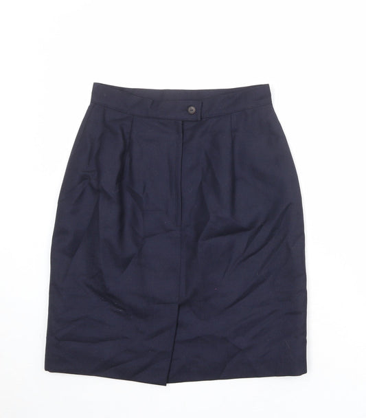 Henry White Womens Blue Wool A-Line Skirt Size 12 Zip