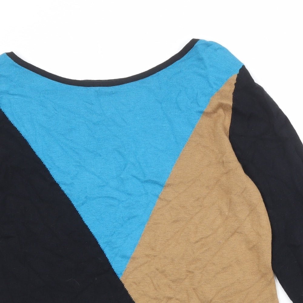 David Emmanuel Womens Multicoloured Round Neck Geometric Viscose Pullover Jumper Size S