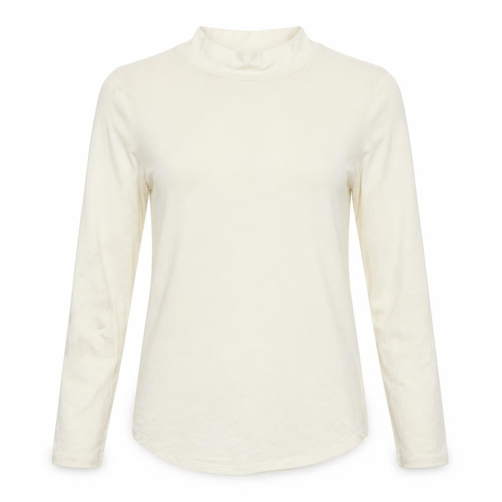 Marks and Spencer Womens Ivory Polyester Basic T-Shirt Size 12 Mock Neck