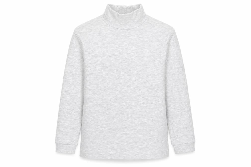 Marks and Spencer Girls Grey Roll Neck Cotton Pullover Jumper Size 8-9 Years Pullover