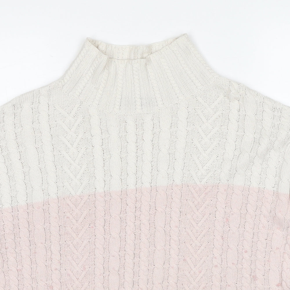 Marks and Spencer Womens Multicoloured High Neck Cotton Pullover Jumper Size M