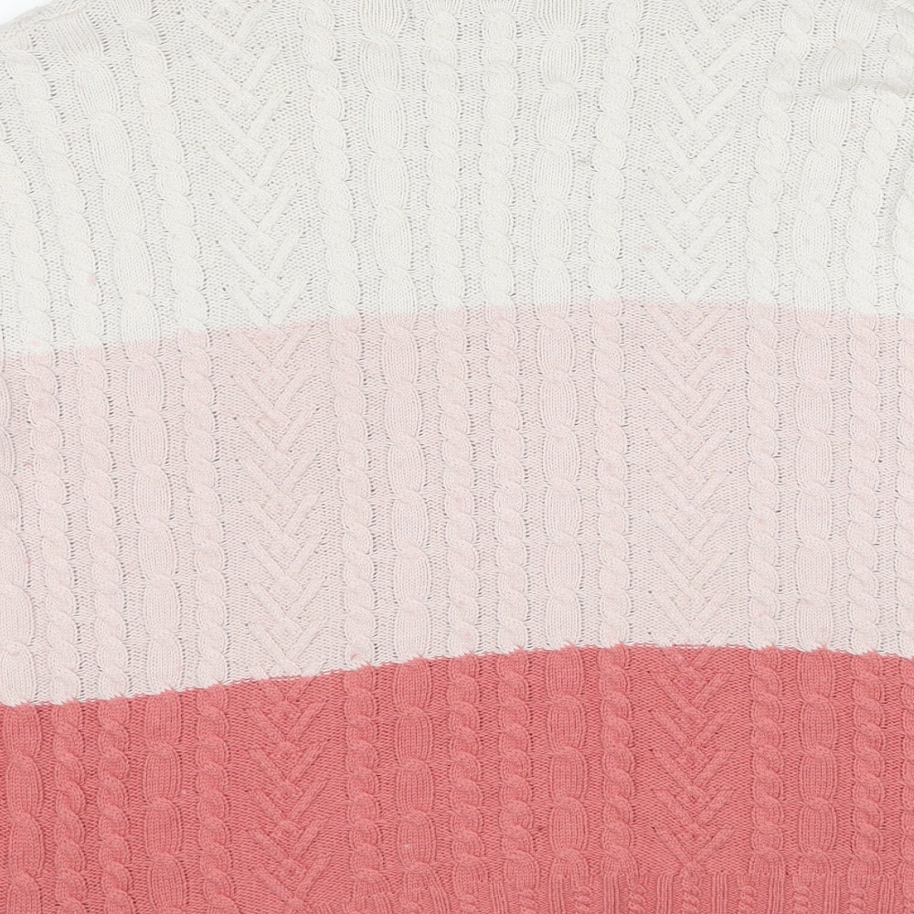 Marks and Spencer Womens Multicoloured High Neck Cotton Pullover Jumper Size M