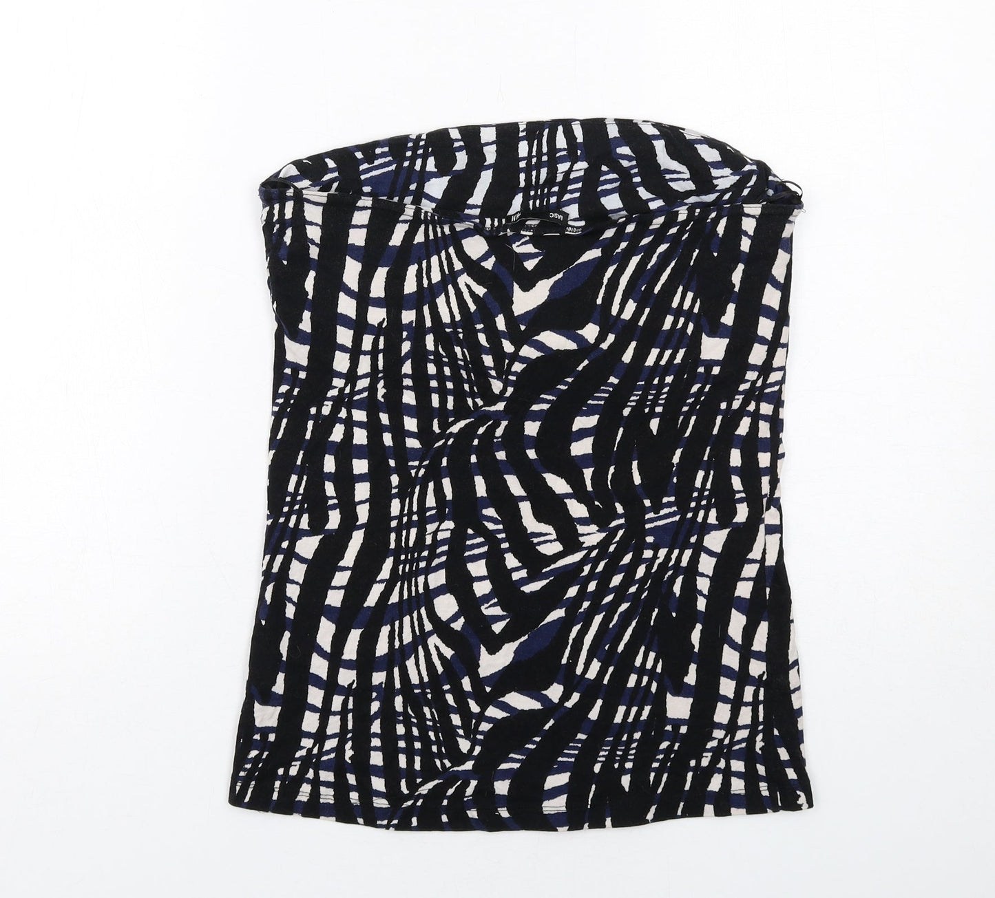 H&M Womens Multicoloured Geometric Cotton Basic Blouse Size L Square Neck - Strapless