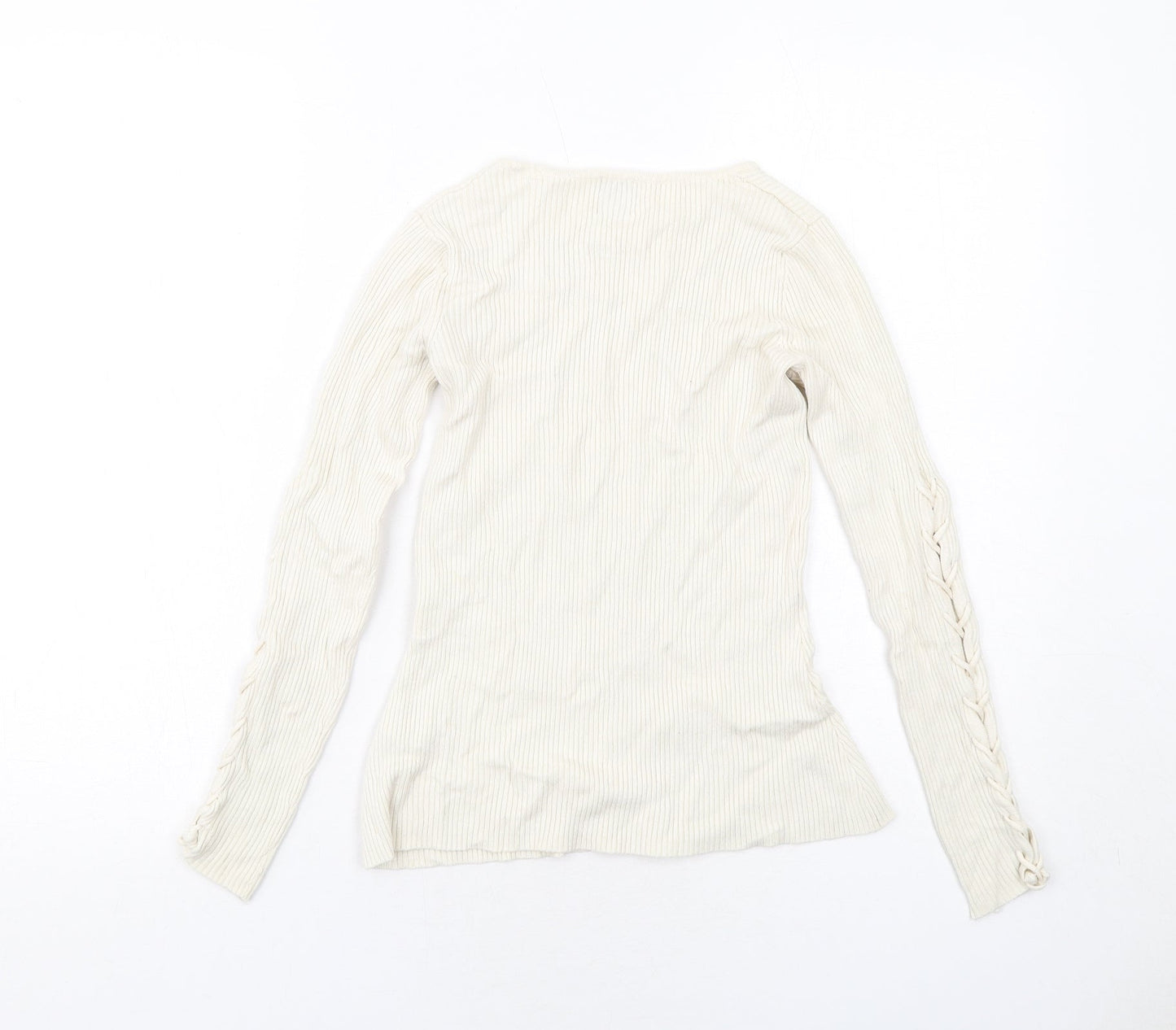 River Island Womens Ivory Round Neck Viscose Pullover Jumper Size 10