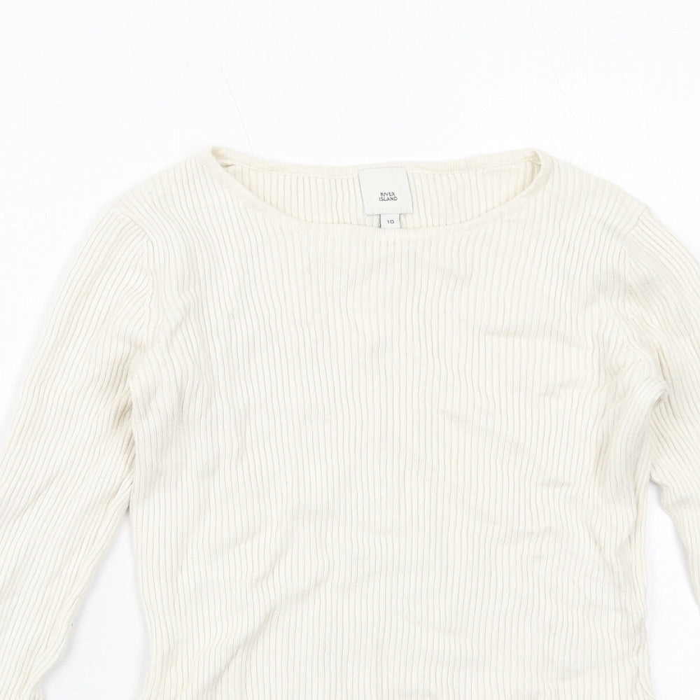 River Island Womens Ivory Round Neck Viscose Pullover Jumper Size 10