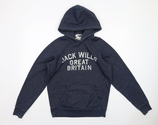 Jack Wills Womens Blue Cotton Pullover Hoodie Size S Pullover