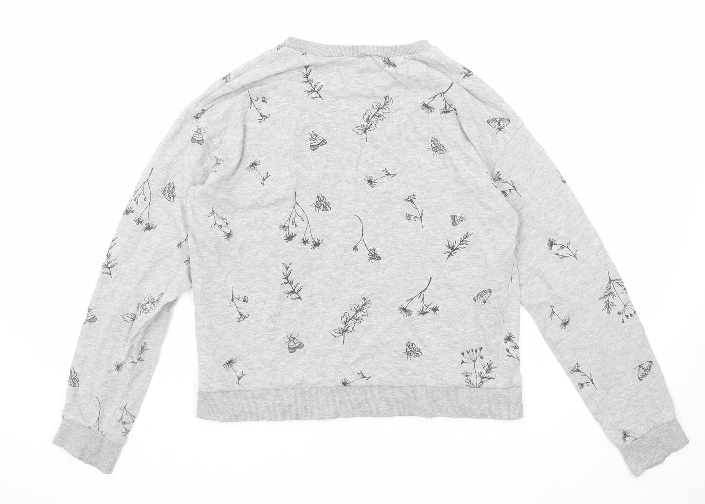 Divided by H&M Womens Grey Geometric Cotton Pullover Sweatshirt Size S Pullover