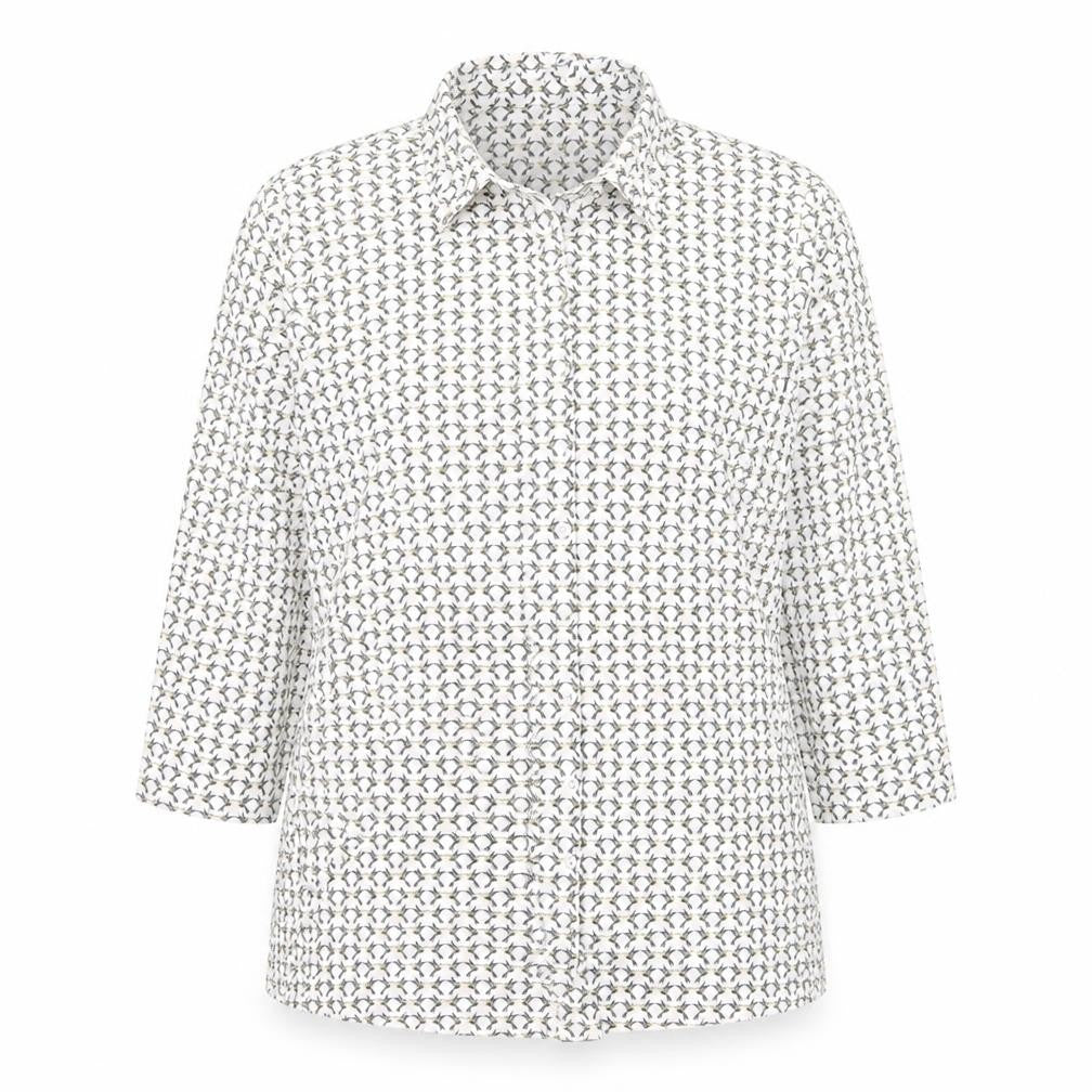 Gerry Weber Womens Ivory Geometric Cotton Basic Button-Up Size 20 Collared